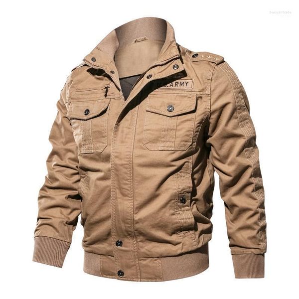 Jackets masculinos de algodão lavado masculino Casual Casual Cavalando Jaqueta Uniforme Militar de Bomber