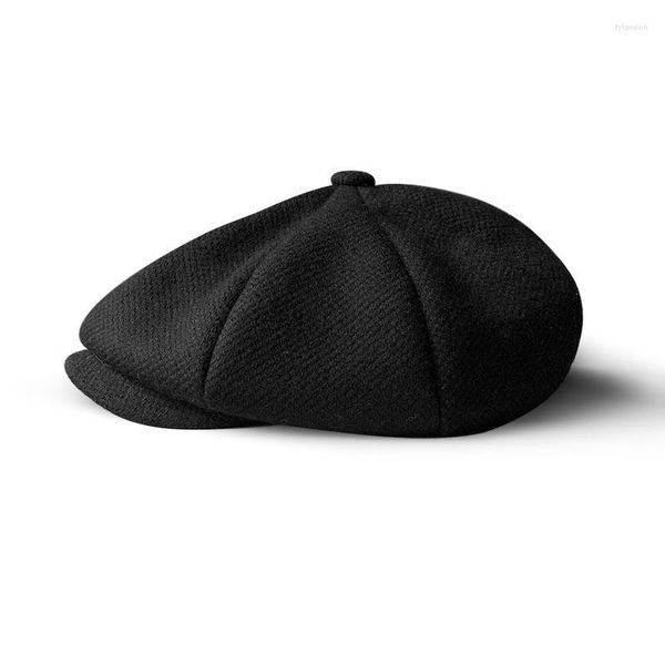 Berretti Uomo Detective Hat Particelle nere unisex Calde ottagonali Autunno e inverno Sboy Berretti piatti retrò BLM298