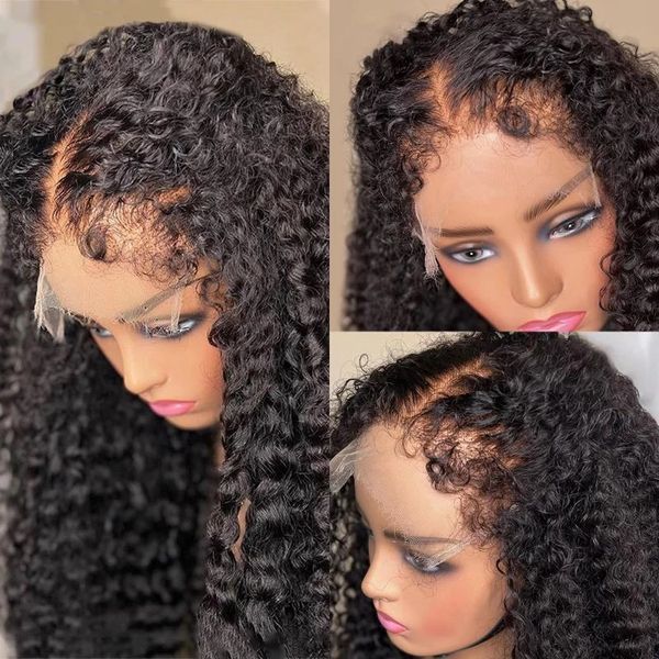 Parrucche per capelli umani con bordi ricci crespi Parrucche per capelli umani frontali in pizzo afro Onda profonda Curl Parrucca per chiusura frontale HD trasparente per donne nere