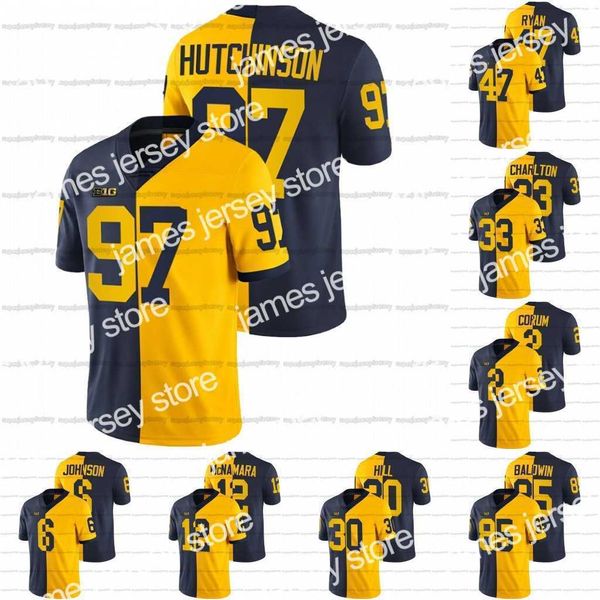 Custom Michigan Wolverines Jersey 2021-22 NCAA College Football Aidan Hutchinson Daylen Baldwin Daxton Hill Cade McNamara Corneli