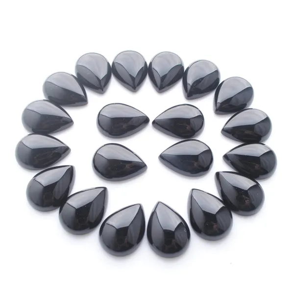 Pietre preziose di agata nera naturale a goccia 13x18mm cabochon senza foro perline sfuse per gioielli fai da te creazione di orecchini bracciali collana anelli accessori U3045