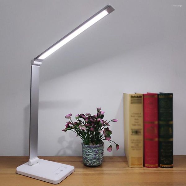 Lampade da tavolo Luce LED Pieghevole 5W 1A Lettura Lampada da tavolo USB regolabile Touch Dormitorio senza flash Illuminazione portatile 3 Oscuramento