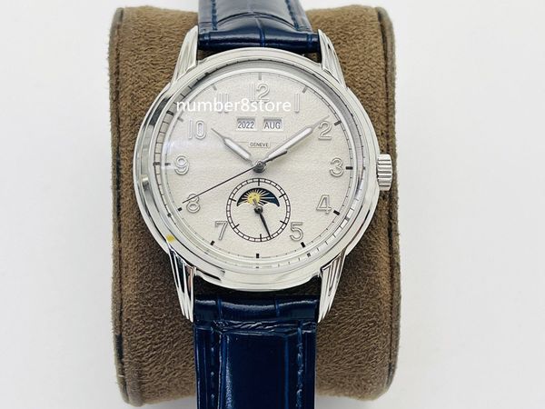 5320G-001 Herrenuhr im Vintage-Stil, ewiger Kalender, Mondphasen, PF Factory, Edelstahl, Schweizer Kal. 324 S Q Automatische Luxus-Armbanduhr mit Saphirglas und 28.800 Vph