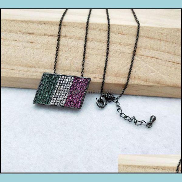 Anhänger Halsketten Weltflagge Micro Pave Kristall Zirkonia Anhänger Charms Schmuck Finden Italien Halskette für Frau NK343 Drop D DHSYT