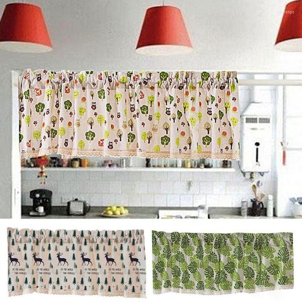 Tende per tende Cartoon Animal Tree Print Kitchen Short Window Valance Drape Home Decor