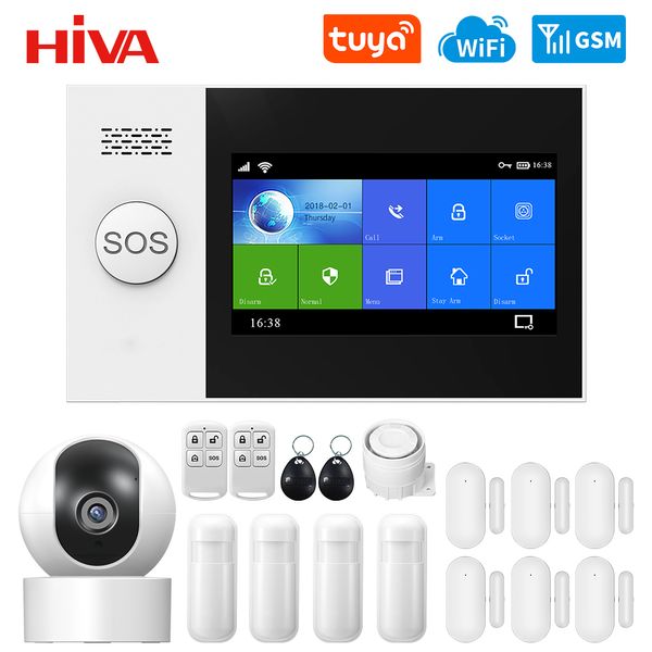 Sistemas de alarme PG-107 Tuya WIFI sem fio GSM Sistema de ladrão em casa Câmera IP Pir Motion Sensor Porta Security Kit App Control 221101