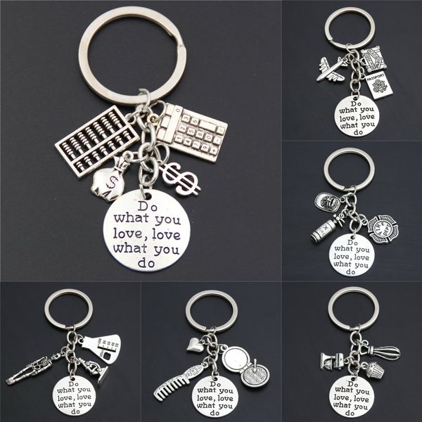 1PC Key Rings Cook Traveler Firemen Baker Keychain-Inspirational Career Job Gift- Faça o que você ama Keyring