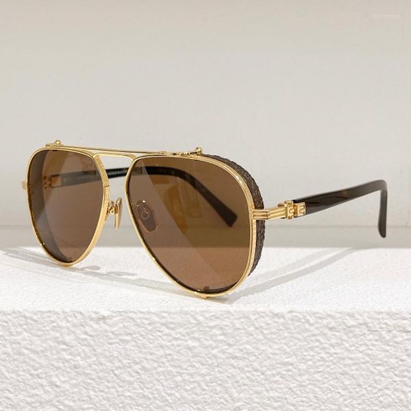 Occhiali da sole 125E Francia stile classico uomo moda puro titanio flip clip occhiali di lusso originali di design vintage oro