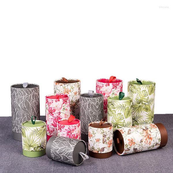 Confezioni regalo 10 pz/lotto contenitore di carta tubo di cartone per tè cibo dado fiore nero artigianato scatola vuota imballaggio