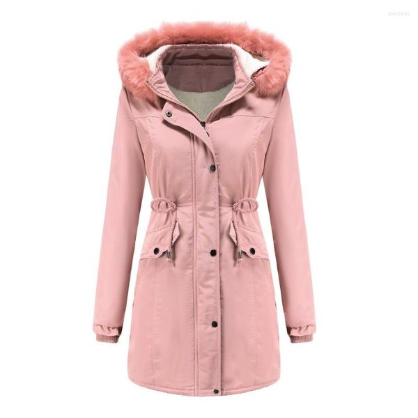 Trench da donna in stile europeo Donna Parkas Manica lunga con cappuccio con cappuccio con cerniera Winter Women Women