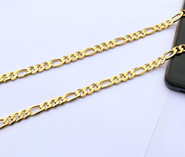 Anhänger-Halsketten Massives 585er Gelbgold mit Feinstempel G/F Figaro-Kettenglied, Länge 8 mm, italienisch, 24 Zoll