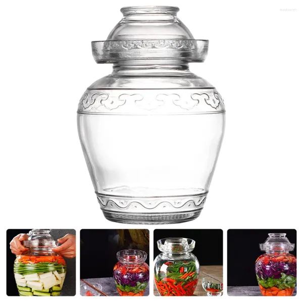 Garrafas de armazenamento Jar picles fermentando fermentação de vidro kimchi frascos em conserva de chinês recipiente chinês vegetansparent