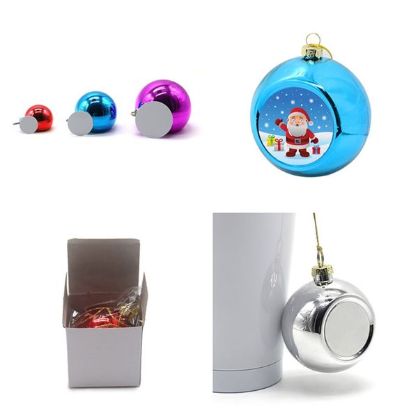 Großhandel Sublimation Weihnachtskugel einseitig für Sub 3,15 Zoll 8 cm Kunststoff Weihnachtsdekorationen Home Outdoor Anhänger A12