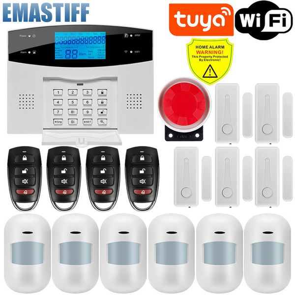 Alarmsysteme Tuya WiFi GSM Home Security Protection Smart System LCD-Bildschirm Einbrecher-Kit Mobile APP Fernbedienung Scharf- und Unscharfschalten 221101