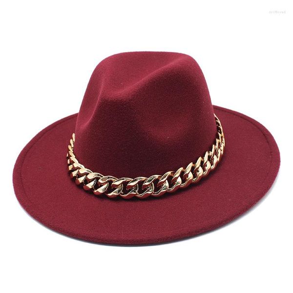 Berretti Prezzo di fabbrica Fedora Cappello da donna all'ingrosso Jazz Autunno e inverno Stile britannico Big Chain Retro Top Felt Gentleman