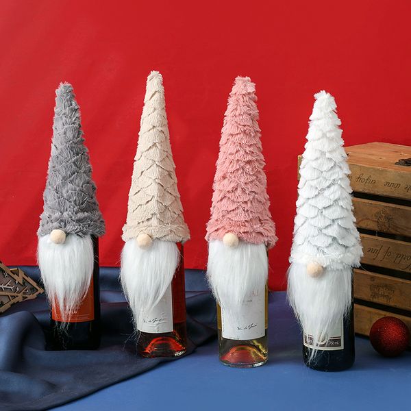 2022 Abastecimento de Natal Gnome Wine Bottle Tampa 4 cores Decorações de Natal Manga de garrafas de boneca sem rosto sem rosto