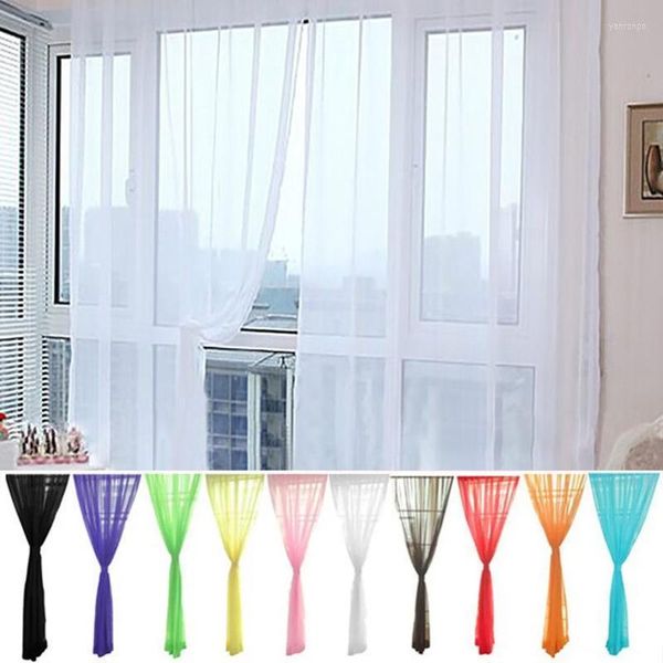 Perde Drapes 1pcs Dekor Odası için Modern Vual Organza Kumaş 5z Katı Beyaz Tül Sefli Pencere Perdeleri