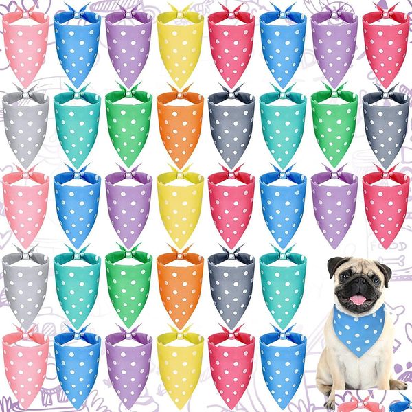 Outros suprimentos para cães 10pcs cã Bandana Triangle Scarf Polka Point Ponto Acessórios Bibs laváveis ​​ajustáveis ​​Para filhotes de cachorro pequeno a médio C DHLWA