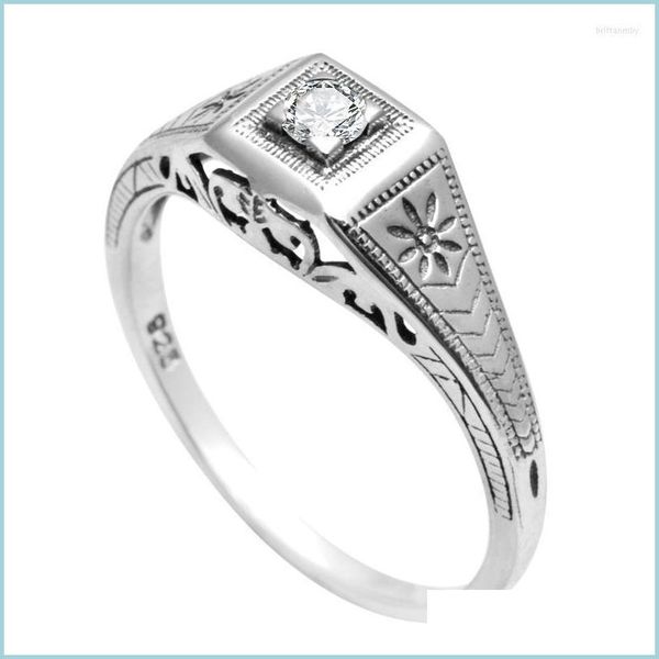 An￩is de cluster Ringos de cluster Redwood Solid 925 Sterling Sier M Moissanite Ring for Women Certified Gemstone Diamond Wedding Party Vin Dh4t9