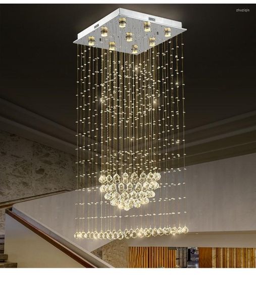 Lustres de lustres modernos k9 lustre de cristal bolas quadradas em forma de lâmpadas pendentes LED iluminação de luxo villa duplex escada luz