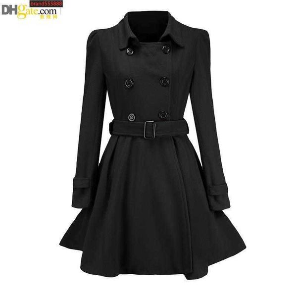 LuxuryWomen's Trenchcoats Damen Revers Warmer Mantel mit Gürtel Rock Saum Schnürmantel für 2021 Frau Winter Elegante Jacke Knopf Ropa Mujer