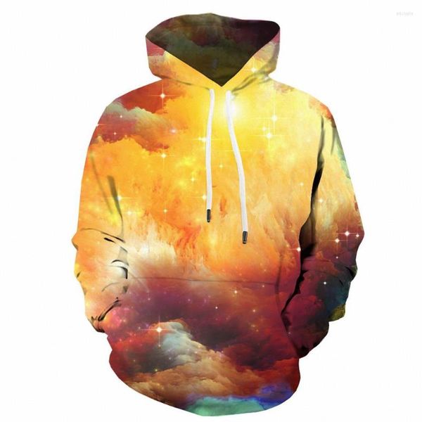 Felpe con cappuccio da uomo 3d Galaxy Felpe da uomo Smoke Hooded Casual Felpa colorata Stampata Nebula Hoody Anime Unisex Hip Hop Autunno