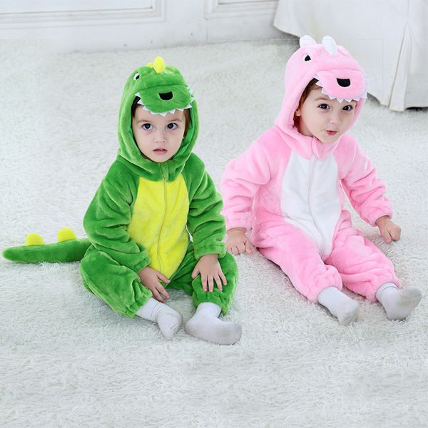 Детская вечеринка носить ромперы новорожденных детские детский костюм динозавр на Хэллоуин для детских малышей пижама пижама косплей одеваться зеленый красный розовый темно-зеленый девочек