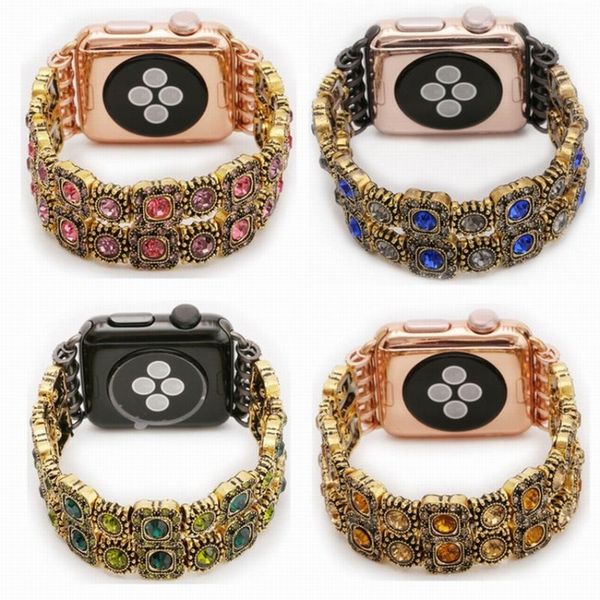 Tiras de pulseira de estiramento de ￡gata natural para Apple Watch Ultra 49mm Band 41mm 45mm 38mm 40mm 42/44mm j￳ias femininas j￳ias gem de gem