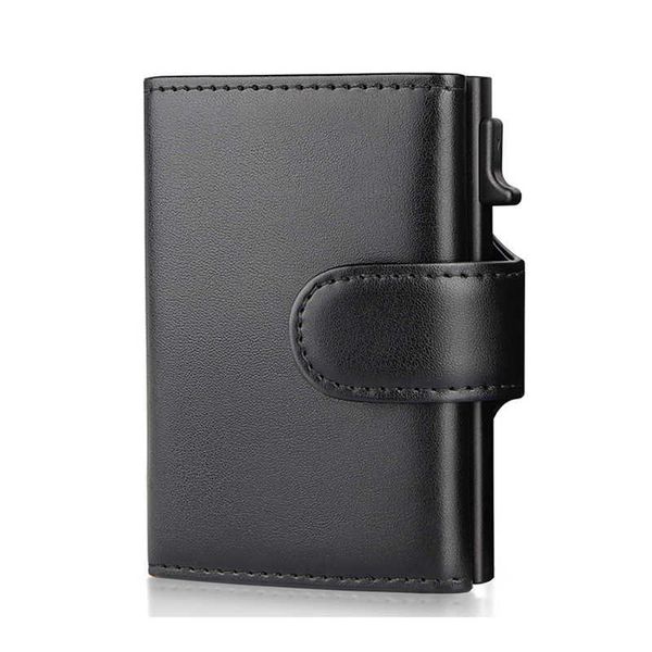 Brieftaschen 2022 Mode Aluminium Brieftasche blockieren triufold Smart Men Wallets Echtes Leder schlank mit Münztasche L221101