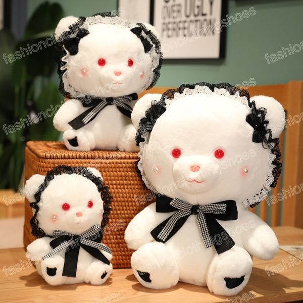 23/30/40cm Cute Lace Bow Teddy Bear Plexh Toy Doll Byled Animals para meninas Presente de anivers￡rio