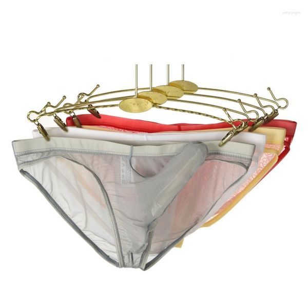 Unterhosen Transparente Männer Unterwäsche Traceless Herren Kurze Männliche Höschen Boxer 3D Beutel Shorts Dessous Eis Seide Atmungsaktiv