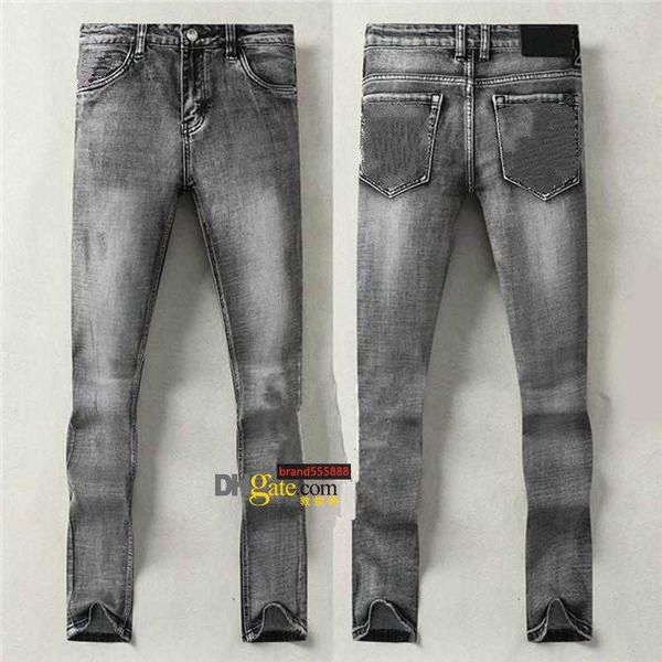 Luxurno inverno outono jeans jeans cinza designer marca famosa calças de perna slim homens elástica negra sexta-feira alta qualidade lava casual