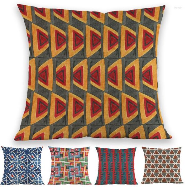 Cuscino motivo geometrico nazionale africano totem quartetto dipinto a mano sfondo continuo custodia decorazione domestica