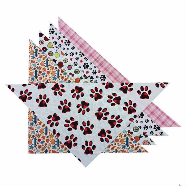 Outros suprimentos para cães fofos cães bandana frutas palha xadrez de neve de pata de neve de lenço Triângulo Bibs Acessórios Pet Bandanas para pequeno Larg médio dhzyi