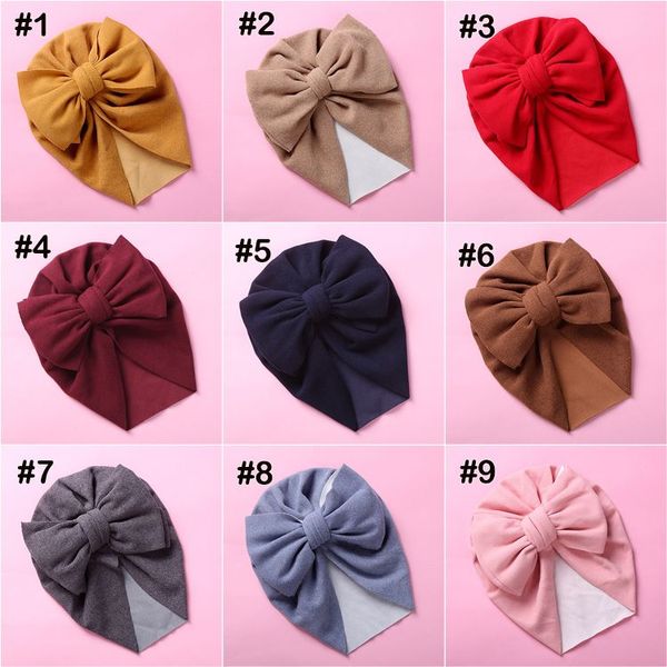 UPS 14 cores infantil infantil bowknot ￍndia touros de turbante Kids Spring Autumn Caps Baby Newborn Hat Solor Color Hairband Bandana