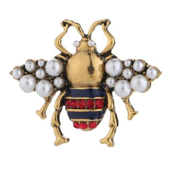 Retro -Strass -Bienen -Brosche Pins Perle Fliegende Insekten Broschen Frauen M￤nner Corsage Mode Kleidung Hut Accessoires