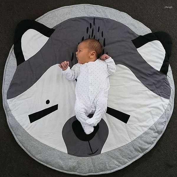 Tappeti Kawaii Animal Print Koala Panda Rotondo Tappeto in cotone Soft Sleeping Baby Play Mats Activity Room Decoration