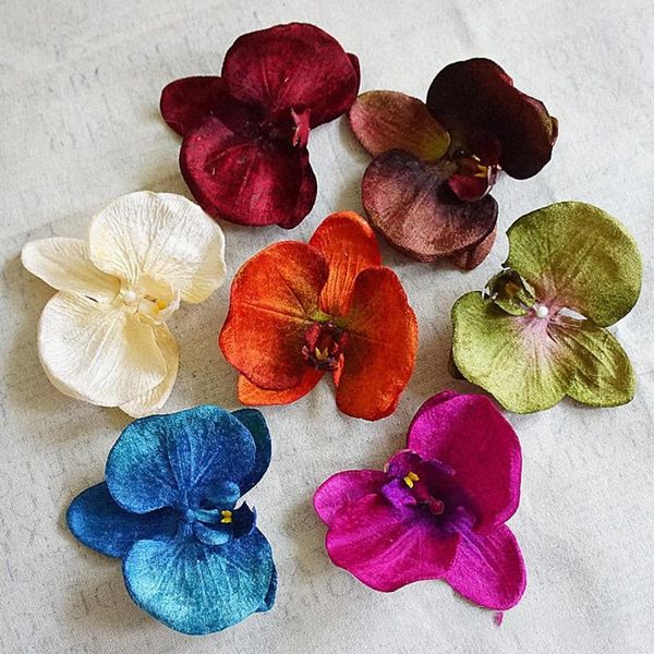 Dekoratif Çiçekler 10 PCS Yapay Orkide Kafa Ev Düğün Headdress Çelenk Dekorasyonlu Diy Craft Phalaenopsis