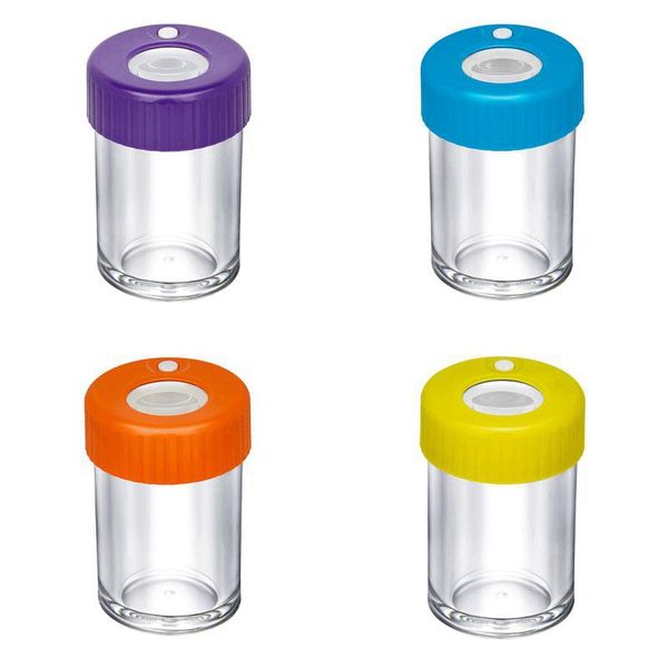 Fumo colorato Lampada a LED USB Lente d'ingrandimento Custodia per tabacco per erbe secche Serbatoio innovativo Spice Miller Seal Jars Supporto per smerigliatrice per sigarette Design Storage