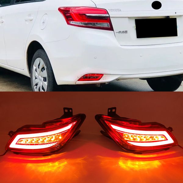 2PCS LED LED LAMBRO DE FOG REFLECTOR DE FOG PARA TOYOTA VIOS 2016 2017 2018 2019 Luz de curva de luz do freio Luz de aviso de luz