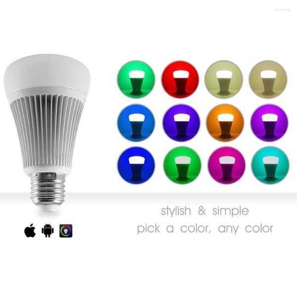 Lâmpada de 10pcsled lâmpada AC85-265V MI E27/E26 ampolletas led buletooth 4.0 inteligente 8w rgb lâmpada lâmpada de lâmpada Apple Android