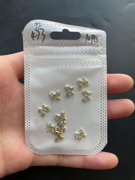 Nail Art Dekorationen 10 Stücke 3D Metall Charms Kristall Strass Herz/Bunte Blume/Biene Diamanten Schmuck Lebhaft Luxus Legierung Liefert JE16