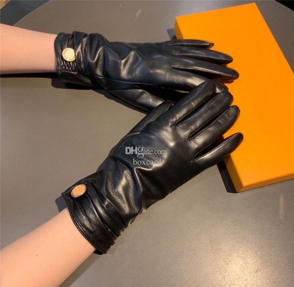 Kaschmir-Futter-Lederhandschuhe, Touchscreen-Schaffell-Fingerhandschuhe für Damen, Winter, dicke Fäustlinge mit Box