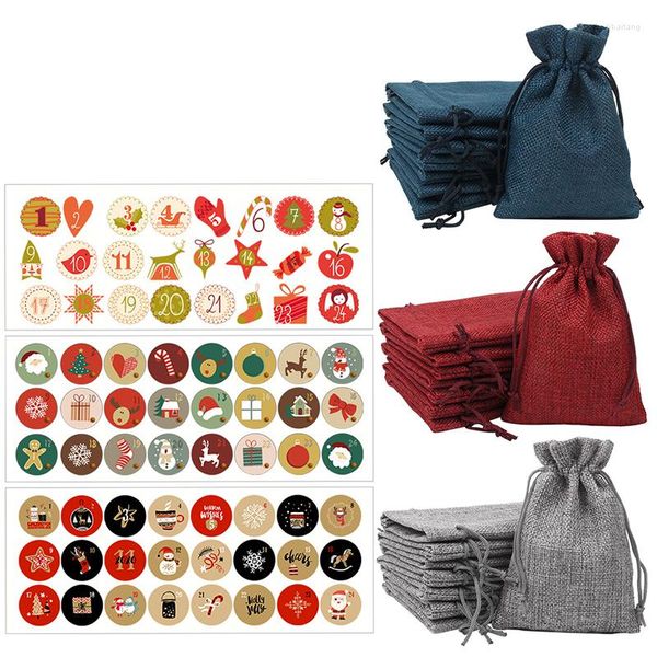 Decorações de Natal 24pcs Bolsas de presente de casamento bolsas com bolsa de linho armazenamento por atacado para jóias de bolsas de cordão de viagem