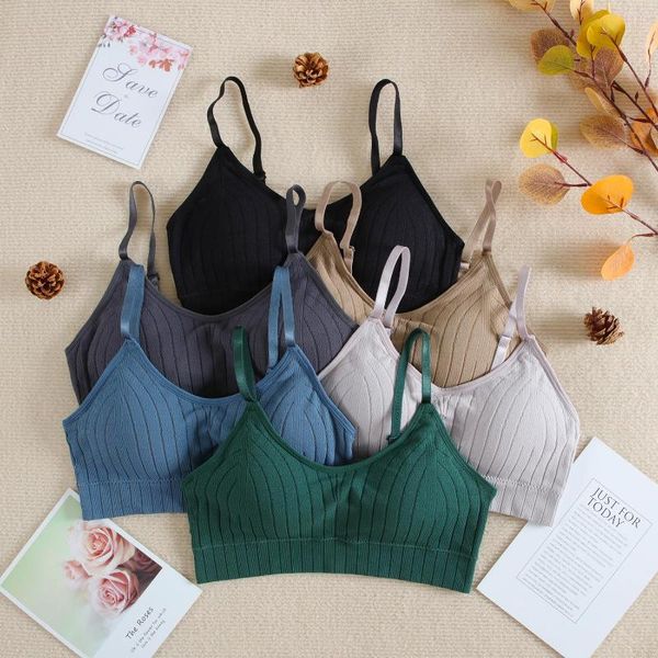 Bustiers Korsetts Svokor Sport Bra Damenrohr Tops nahtloser Druckstreifen Bralette Top Dessous weibliche drahtlose atmungsaktive Unterwäsche