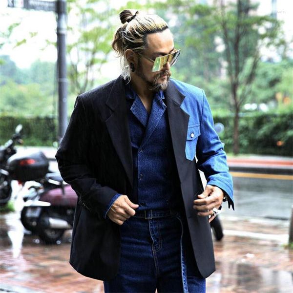 Ternos masculinos fatos masculinos emendado terno casual coreano Grande marca de moda