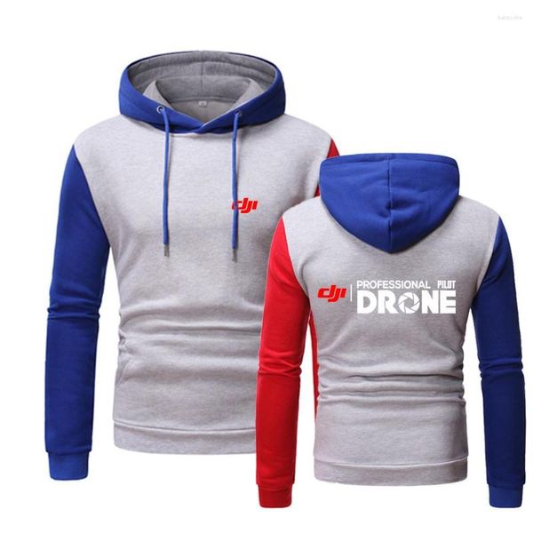 Felpe con cappuccio da uomo Dji Professional Pilot Drone Stampa Primavera Autunno Uomo Sport Felpa con cappuccio per il tempo libero Felpa da uomo in puro cotone