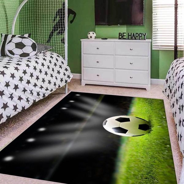 Tapetes de futebol da sala de estar da sala de estar da sala de estar de casa de cama Decor de casa Pad 3D Ranco de lazer de futebol tapete macio de flanela grande tapete de piso