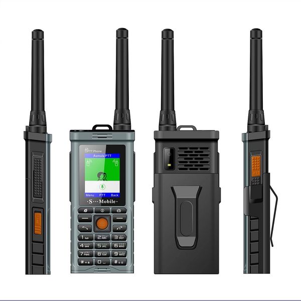 Sbloccato PTT Moblie Phone Power Bank UHF Hardware Citofono Walkie Talkie SOS Quadrante GSM Dual sim card Torcia Clip da cintura Cellulare antiurto esterno