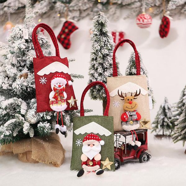 Weihnachtsdekorationen 1PCS Santa Säcke Taschen Candy Apple Griffe für Geschenk Home Jahr 2022 Geschenke Weihnachtsbaum Dekor